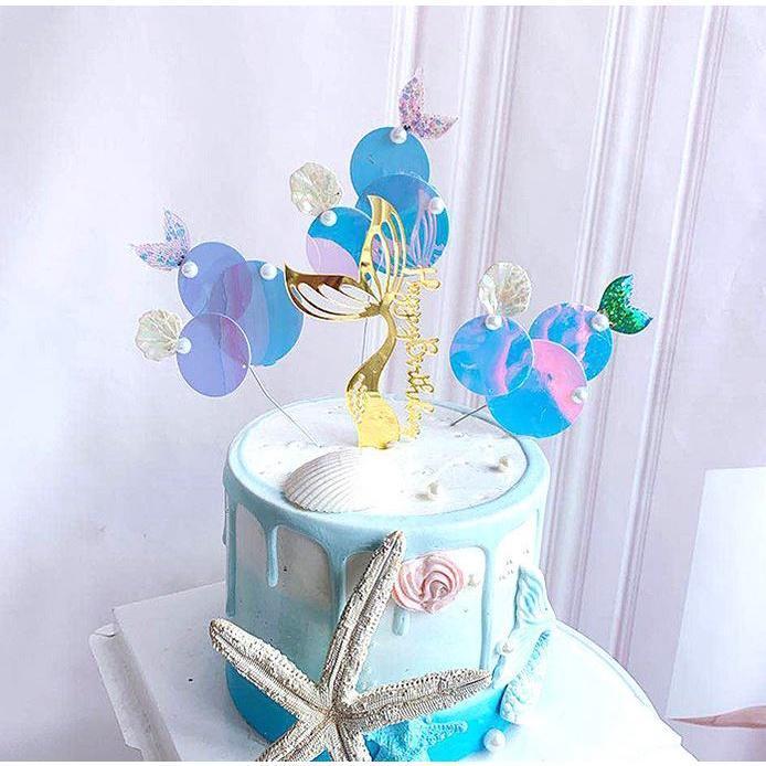 New Mermaid Tail Acrylic Cake Topper Wedding Mermaid Laser Paper Cake Topper For Birthday Party Cake Decorations(996L) - Image 2