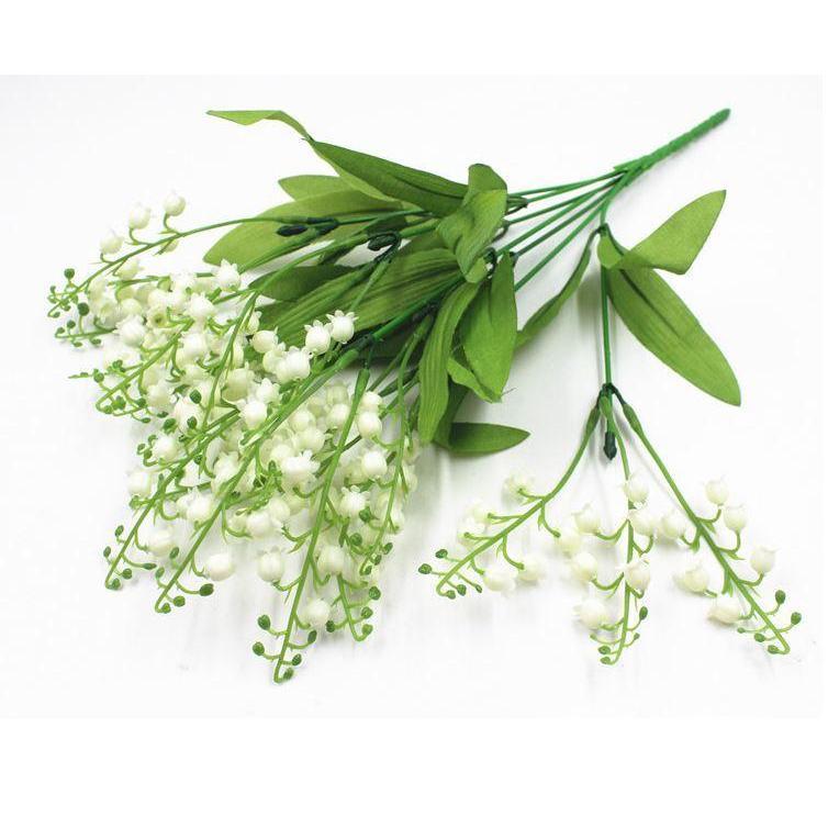 Artificial Flowers Lily of the Valley 7 Branches Fake Plastic Lily Flower Bridal Bouquet Wedding Party Decor (1290L) - Image 4