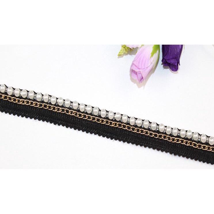 1yard Beaded Lace Ribbon Tape Lace Fabric Trim Embroidered Collar Decoration African Cotton Lace Fabric 链条配饰珠子花边(1921L) - Image 8