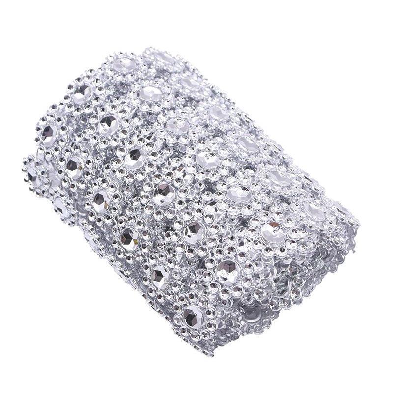 1yard Sunflower Rhinestone Crystal Ribbon Faux Diamond Ribbon Acrylic Flower Mesh Wrap Tape for Wedding Decoration(618L) - Image 10