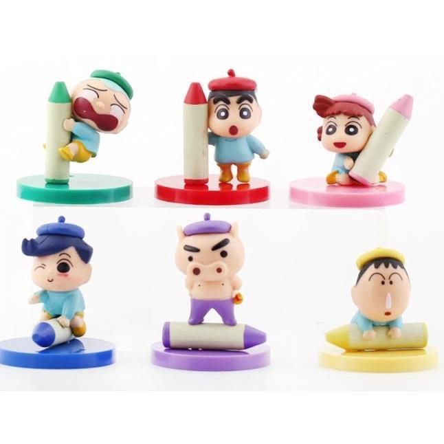 Crayon Shin-Chan Ation Figures Take Crayons Anime Figure Japanese Kawaii Pvc Material Set of 6 Gifts 蜡笔小新6款(1788L) - Image 3
