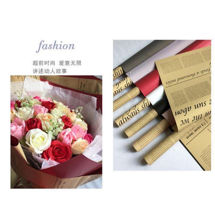 English Print Flower Wrapping Paper Bouquet Wrapping Paper Floral Handmade Diy Materials (1349L) - Image 5