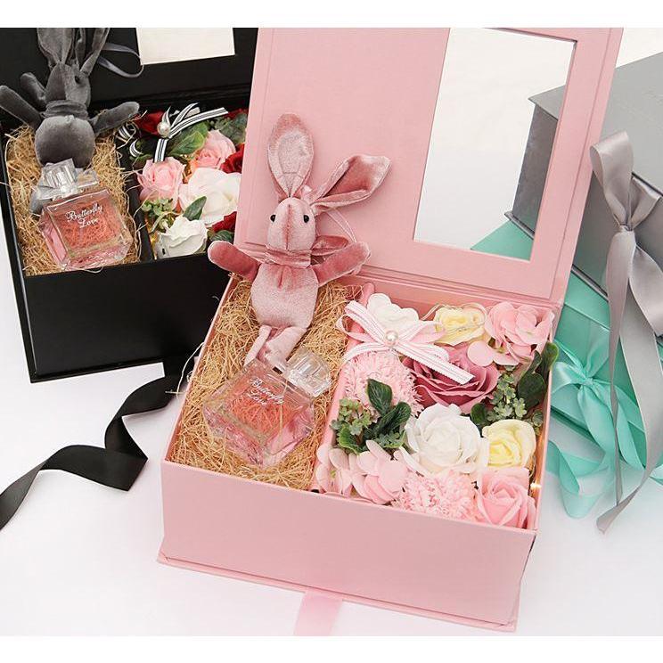 "LOVE FOREVER" Mother Day Valentine's Day Gift Box Jewelry Box Valentines Day Soap Rose Necklace Ring Gift Box(1244L) - Image 2
