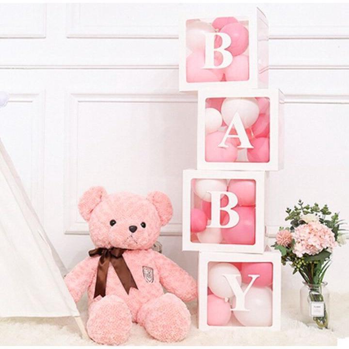 1set 4pcs balloon box DIY Transparent Box balloons decor BABY LOVE Blocks baby shower supplies wedding Party(549L) - Image 2