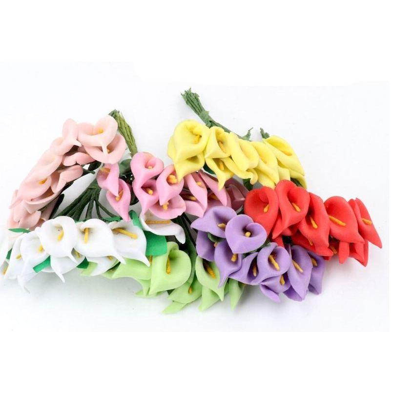 12pcs head/set Artificial Flowers 10 Colors Calla Lily Bridal Wedding Decoration Bouquet Head PE Real Touch(623L) - Image 2