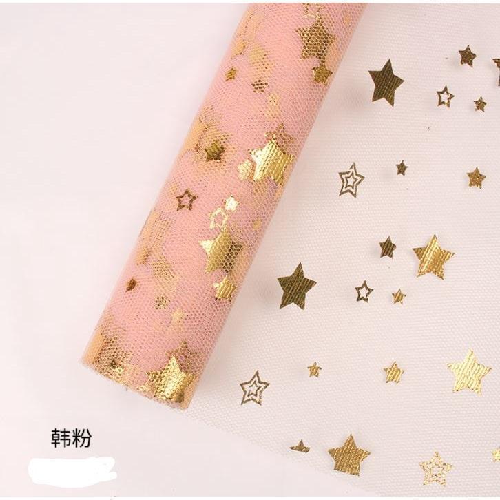 1Yard Gold Star Yarn Scrapbook Decorate Gauze Flowers Bouquet Wrapping Paper Florist Materials Supplies Christmas(1833L) - Image 8