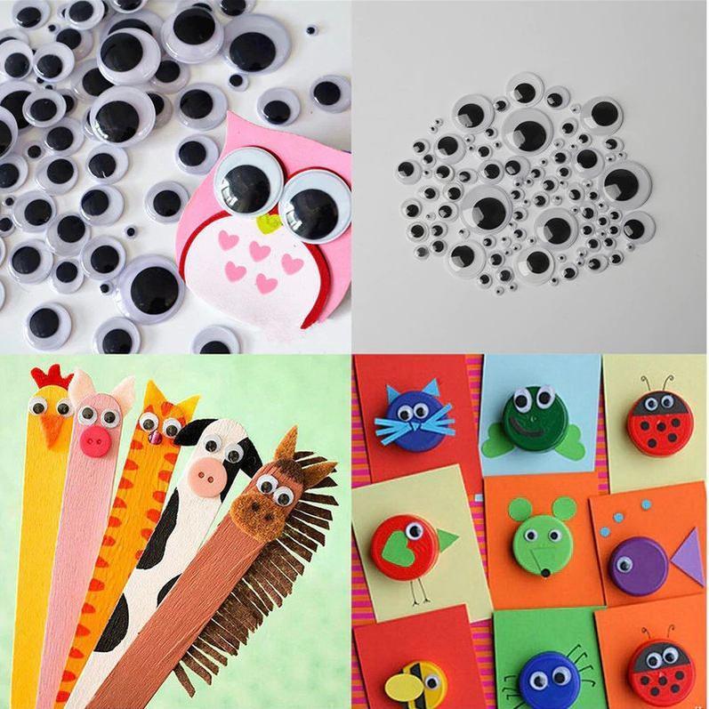 4~35mm Total Mixed Googly Eyes Self-adhesive DIY Scrapbooking for Teddy Bear 黑白活动眼睛 (846L)