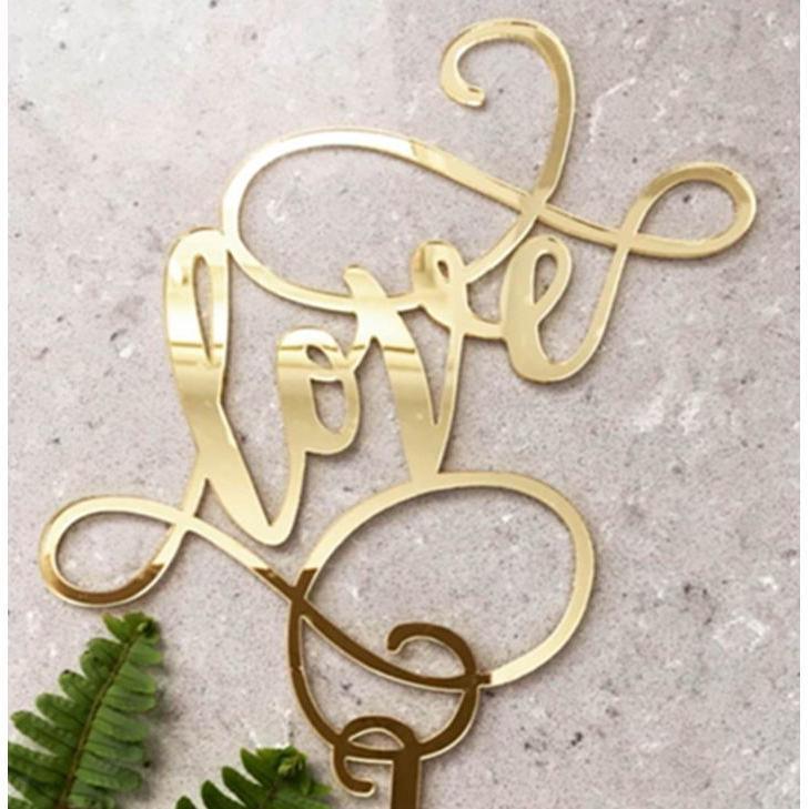 LOVE Wedding Acrylic Cake Topper Gold. Silver, Rose Gold Love Cupcake Topper (417L) - Image 2