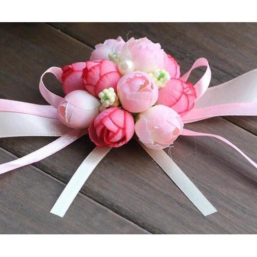 4pcs/pack Hand Flower Wrist Corsages Silk Lace 手腕花韩式婚礼伴娘姐妹手花 (288L) - Image 11