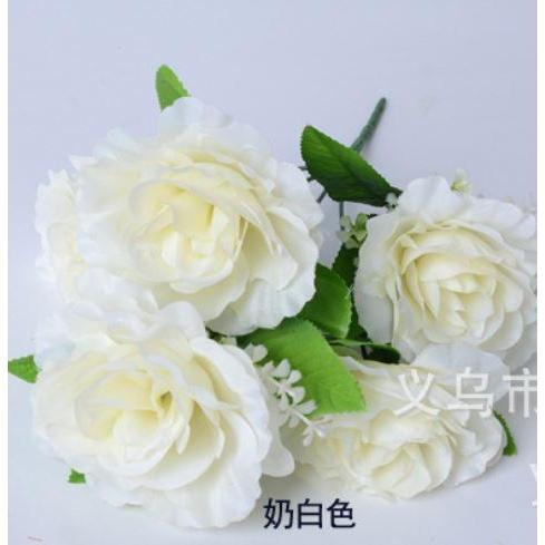 5 Head 1 Bunch Artificial Rose Silk art flower Bouquet For Wedding Party Household Flowers Wall (663L) - Image 12