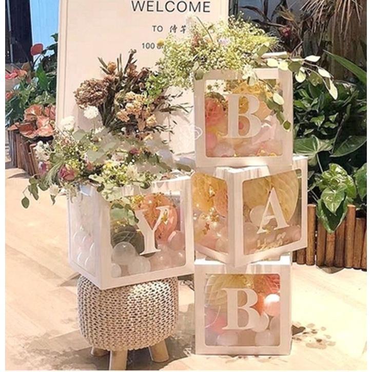 1set 4pcs balloon box DIY Transparent Box balloons decor BABY LOVE Blocks baby shower supplies wedding Party(549L) - Image 3