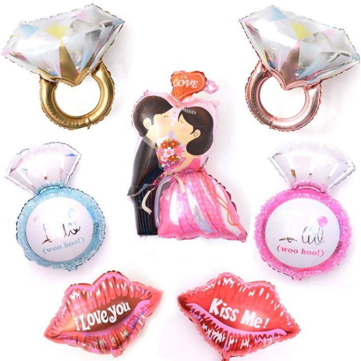 Large Gold Rose Red Ring I DO Foil Balloons Event Party Supplies Inflatable Diamond Wedding (1077L)