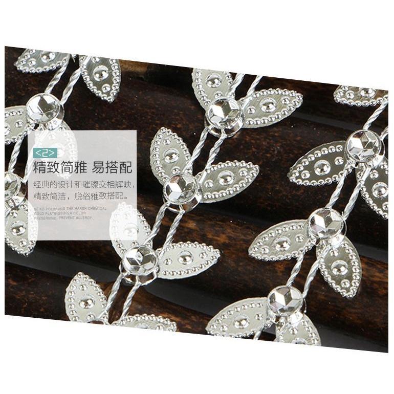 1yard Silver Leaf Rhinestone Crystal Ribbon Faux Diamond Ribbon Acrylic Flower Mesh Wrap Tape for Wedding (915L) - Image 5