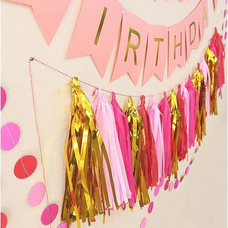 5pcs/bag 14inch Tissue Paper/Foil Tassel DIY Set Garland Ribbon Balloons Baby Shower Birthdays Party Wedding Decor(528L) - Image 4