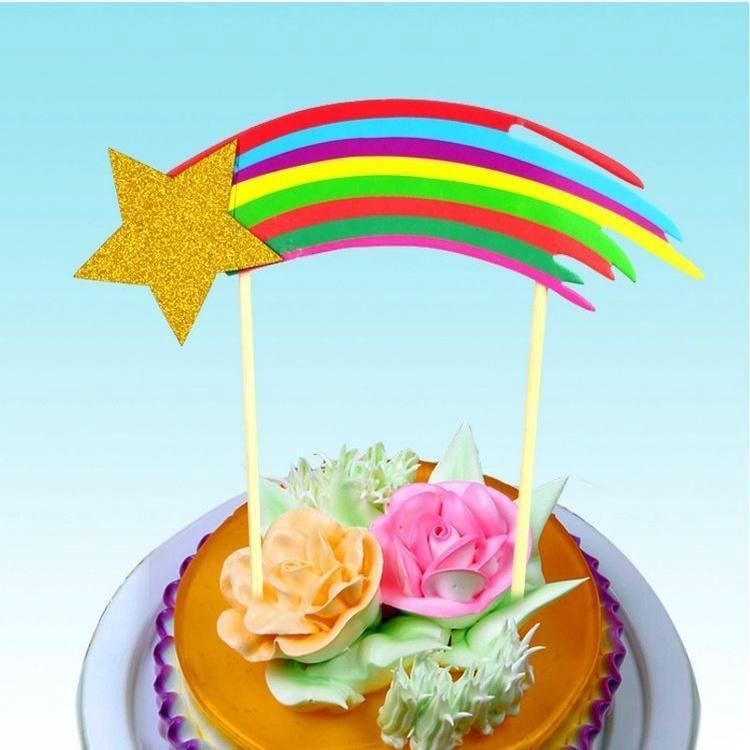 Star Rainbow Cake Decor Ice-cream Cupcake Toppers Picks Kids Birthday Party Decor (1131L)