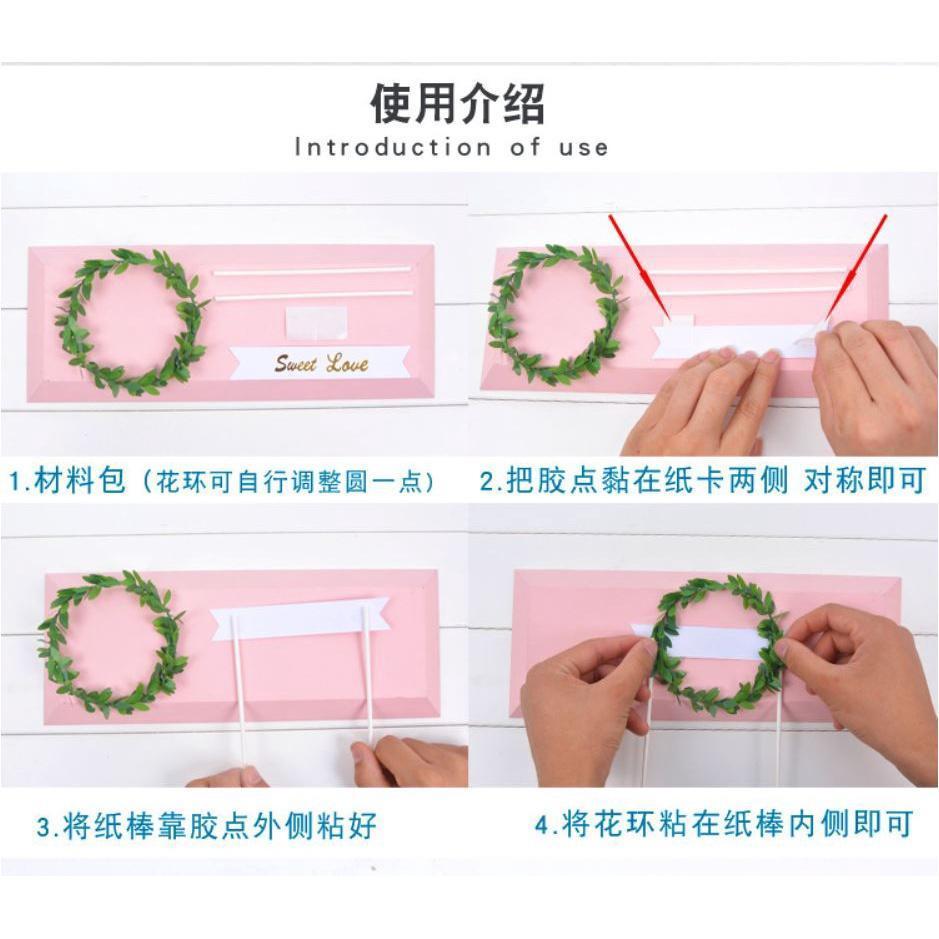 1pcs/set wreath flower love Cake card paper holiday Party Cute birthday decorations bunting Holiday wedding(354L) - Image 3