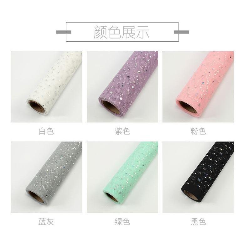 1 roll Sequins Lace Mesh Flowers Wrapping Paper Gift Packaging Materials DIY Valentine's Day bouquet Materials (1260L) - Image 2