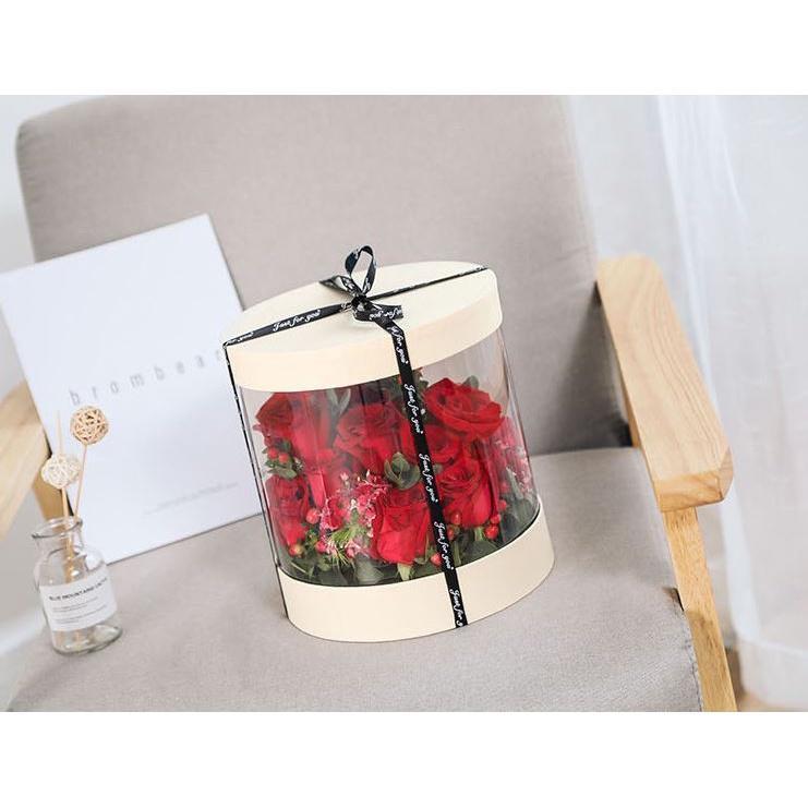 Korean Crystal Round Clear PVC Flower Boxes Wedding Birthday Gift Packaging Home Office Craft Dustproof (1114L) - Image 5