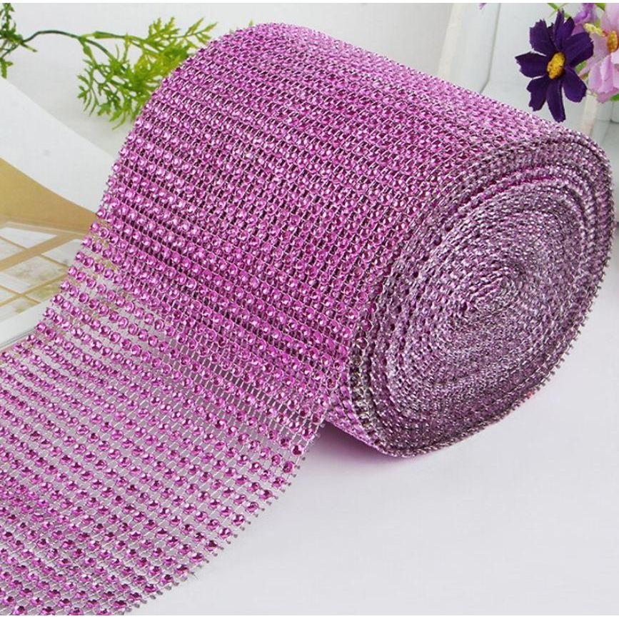 New 1yard Colorful Plastic Diamond Rhinestone Mesh Ribbon Roll Sparking Wedding Ornament 24 Rows Decorative(910L) - Image 17
