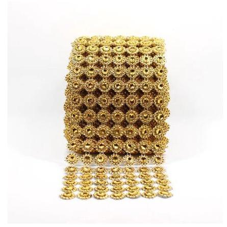 10Yard Sunflower Rhinestone Crystal Ribbon Faux Diamond Ribbon Acrylic Flower Mesh Wrap Tape for Wedding Party (1460L) - Image 13