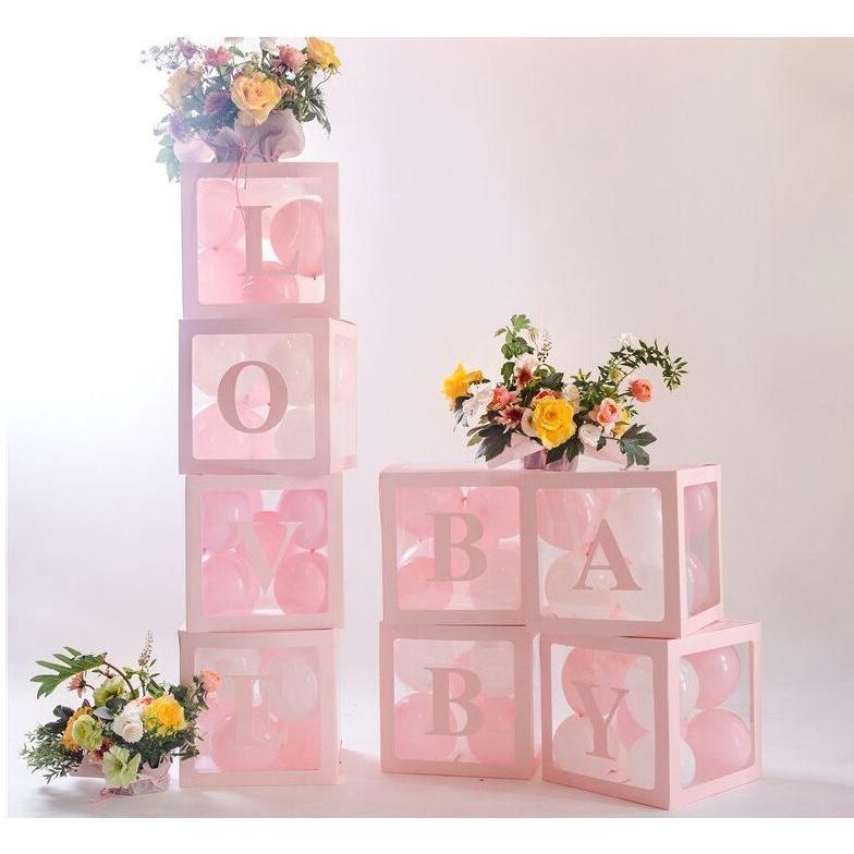 1set 4pcs balloon box DIY Transparent Box balloons decor BABY LOVE Blocks baby shower supplies wedding Party(549L) - Image 10