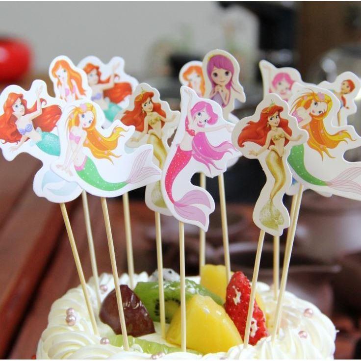 12pcs/set Doraemon Minions Princess Rabbit Mermaid cake topper kids children birthday party decorations (1129L) - Image 8