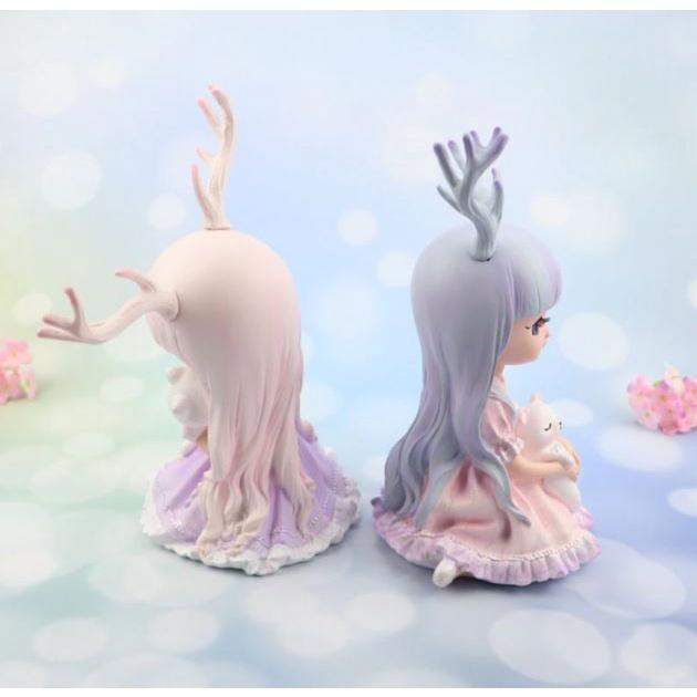 Europe Artificial Girls Deer Fairy Garden Miniatures Lovely Resin Crafts Figurines For Girls Friends Gift Home(1718L) - Image 3