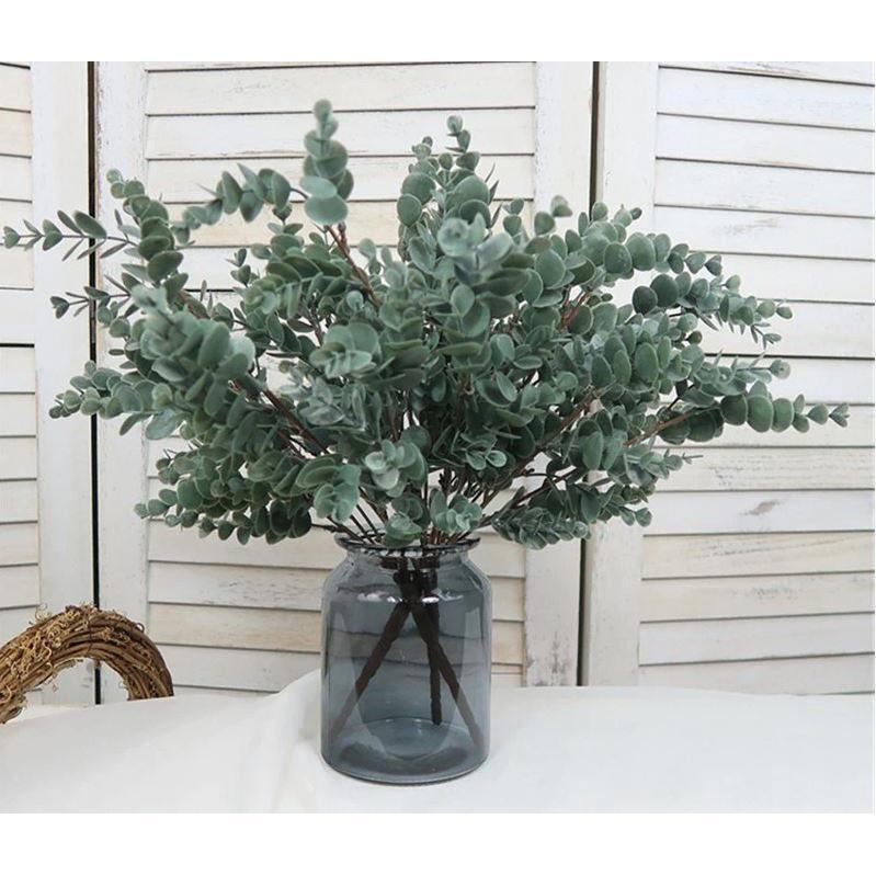40cm Nordic Wind Artificial Plants Bunch Eucalyptus Money Leaf Home Wedding Deco Flower Arrangement Props Gray(1740L)