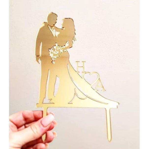 Valentines Day Acrylic Cake Topper Decorations Acrylic Gold Cake Toppers Valentines Day (415L)