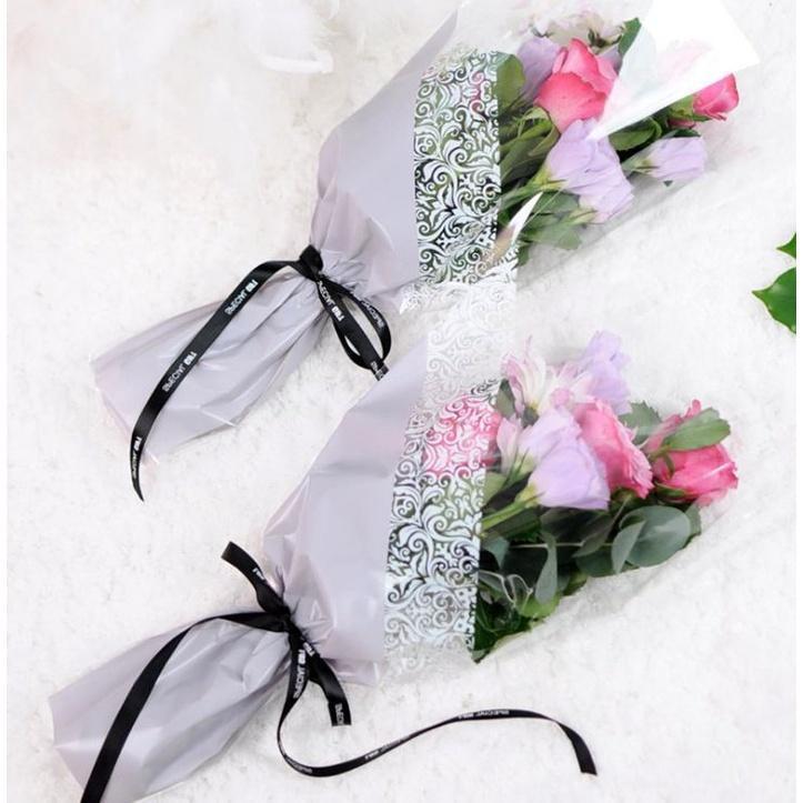 50pcs Rose Plastic Package Transparent Flower Bouquet Wrapping Paper Plastic Opp Bag Floral Packaging Bags (552L)