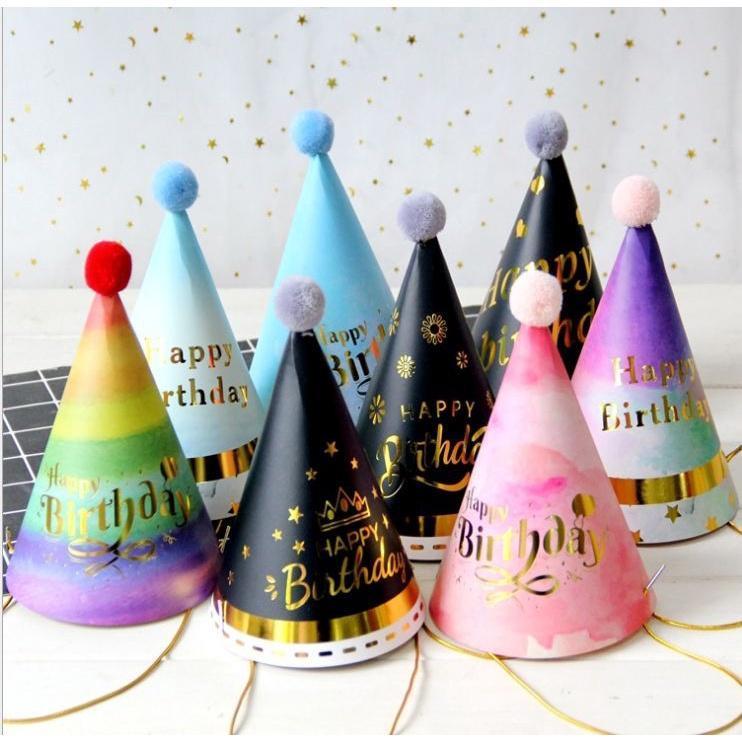 1pc Happy Birthday Party Hats Gold Letter Artificial Flower Decoraiton Crown Decorations Party Heart Star Crown(726L)
