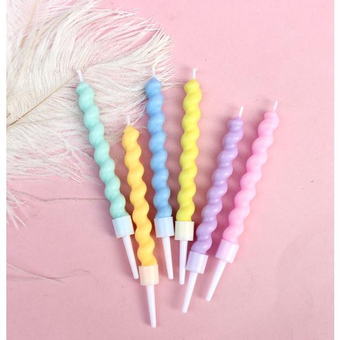 6pcs of macarons twisted thread birthday candles party supplies wedding decoration baby birthday party decoration(1627L)