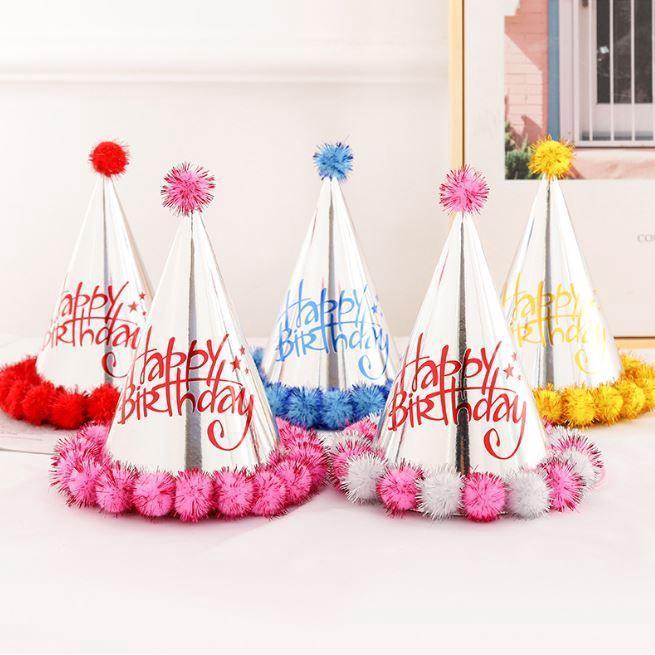 1PCS Birthday party decoration hair ball party hat children adult birthday dress up supplies plush ball party (1935L)