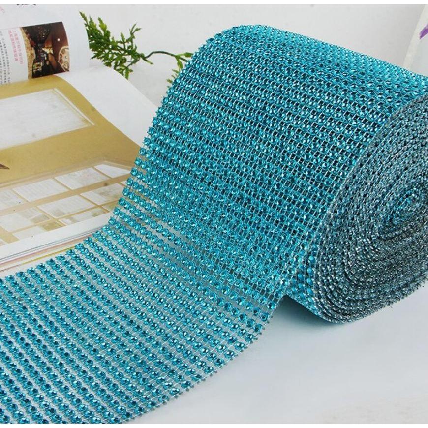 New 1yard Colorful Plastic Diamond Rhinestone Mesh Ribbon Roll Sparking Wedding Ornament 24 Rows Decorative(910L) - Image 20