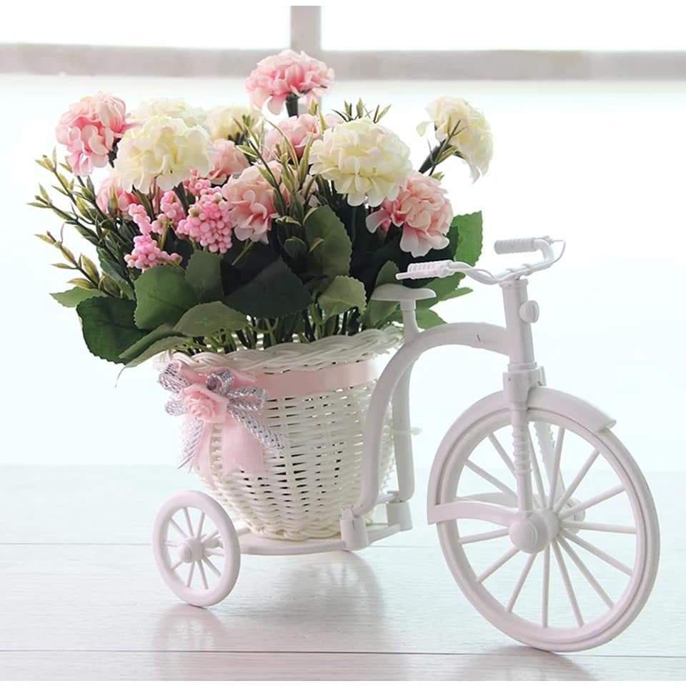 Creative Tricycle Room Ornament Rattan Big Wheel Float Round Simulation Rattan Small Float Flower Pot Decoration(258L)