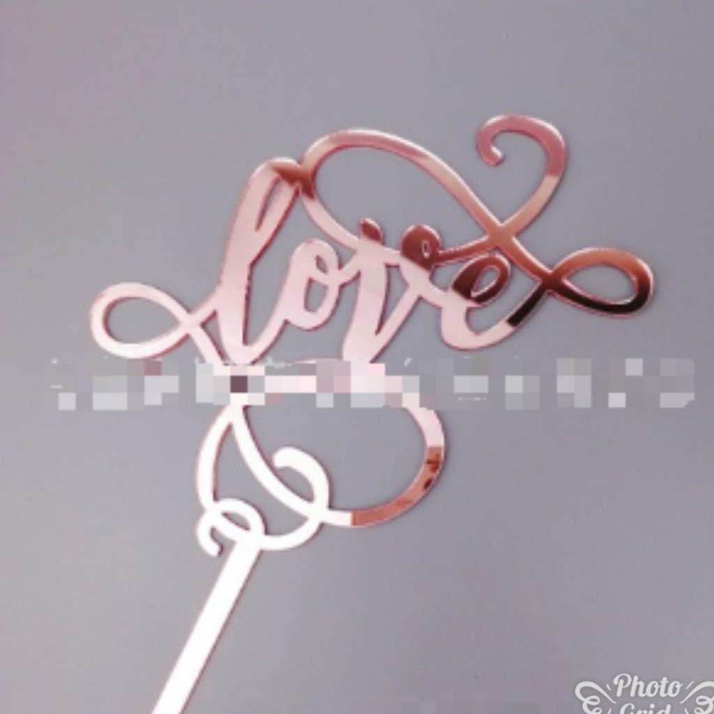 LOVE Wedding Acrylic Cake Topper Gold. Silver, Rose Gold Love Cupcake Topper (417L) - Image 5