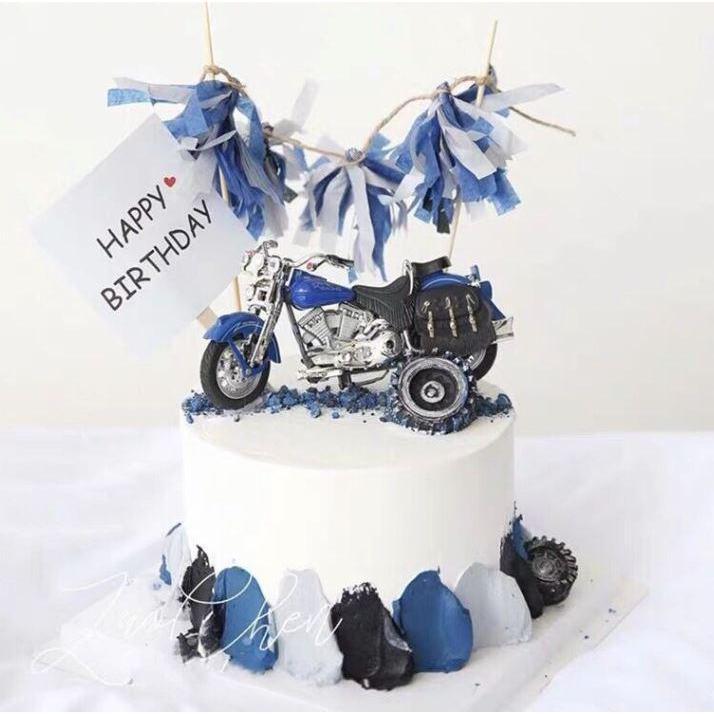 Multicolor-mixed Mini Alloy motorcycle toy birthday cake decoration for boy man children birthday party (1060L)