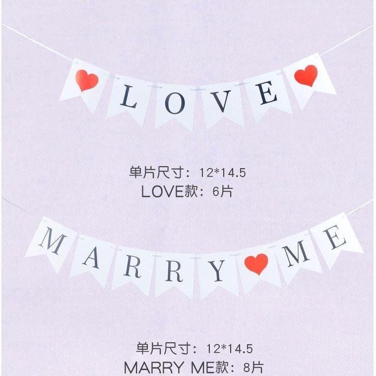 I LOVE YOU Marry Me Bunting Banner Marriage Proposal Engagement Party Deco Supplies Letter String Flag (1123L) - Image 6