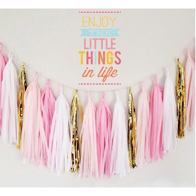 5pcs/bag 14inch Tissue Paper/Foil Tassel DIY Set Garland Ribbon Balloons Baby Shower Birthdays Party Wedding Decor(528L) - Image 2