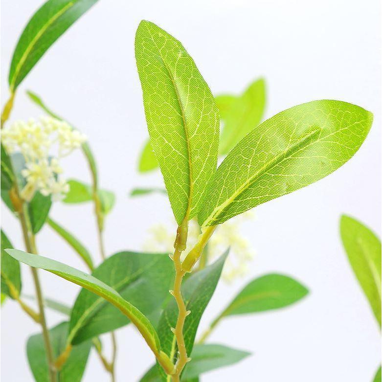 Fake Plants Home Decoration Artificial Branch Osmanthus Leaves with Flower 3 Branch Laurel Branches (1286L) - Image 3
