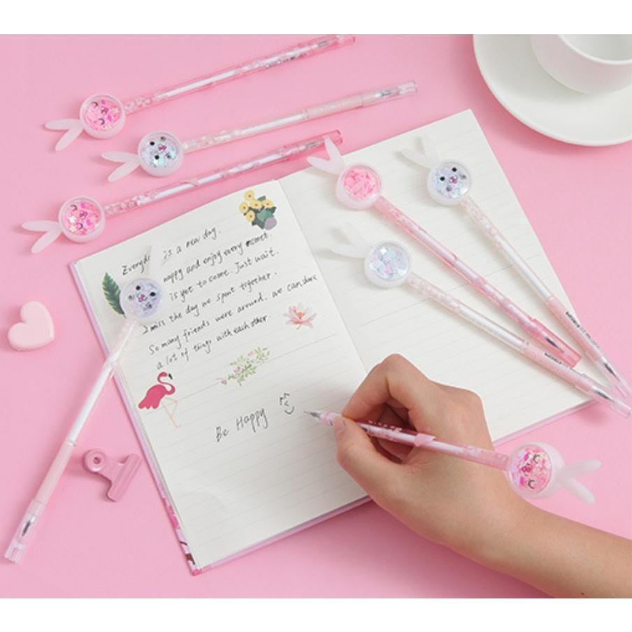 1pc Cartoon Creative Bunny Ears Sequin Gel Pen Signature Pen Lovely Student Examination Writing Pen创意可爱笔卡通笔(2343L) - Image 7