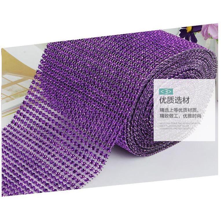 New 1yard Colorful Plastic Diamond Rhinestone Mesh Ribbon Roll Sparking Wedding Ornament 24 Rows Decorative(910L) - Image 6