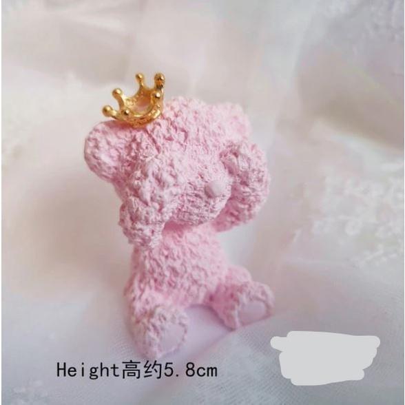 Pink Gray White Crown Bear Shiny Gold Ball Star Love Cake Decorations Mom Dad Birthday Party Decoration(1636L) - Image 4
