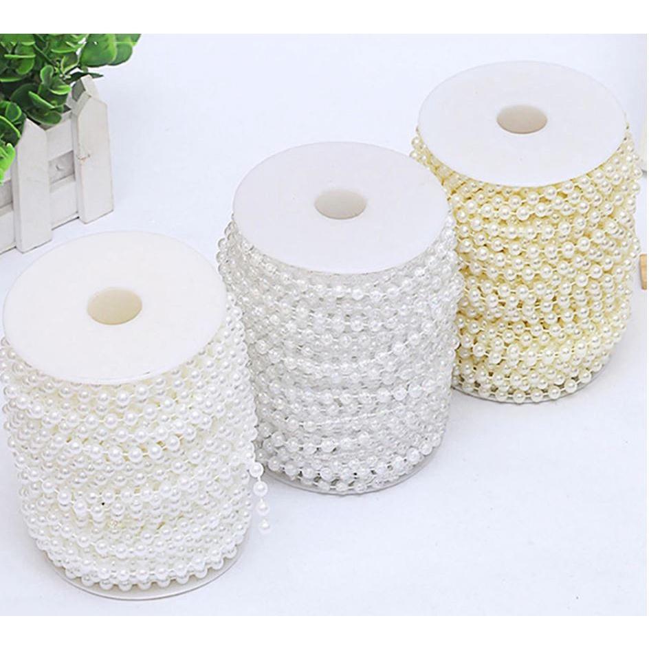 3/4/6/8/10/12/14mm Imitation Pearl Beads Line Chain Trim pearls for craft DIY Wedding Bride Bouquet Deco 圆型珍珠链条 (1171L)