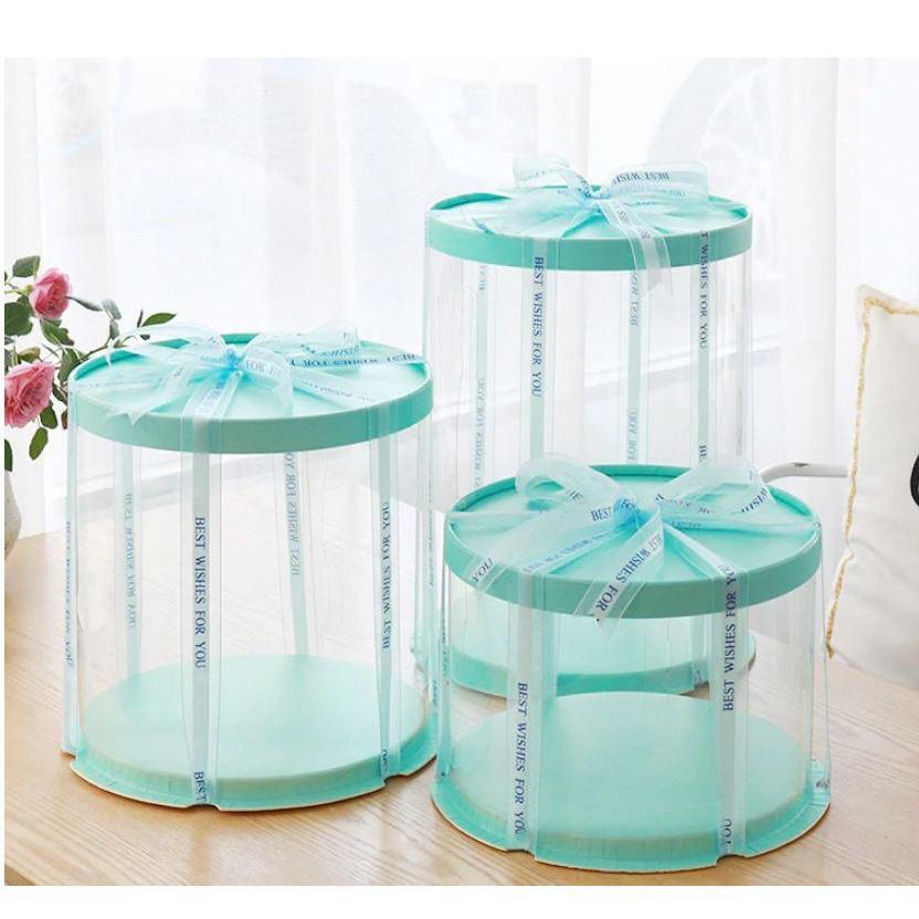 6/8/10inch Transparent Empty Tiffany Paper/PVC Round Gift Box for Cake Box Teddy Bear Rose Bear Flower Gift Box(900L)