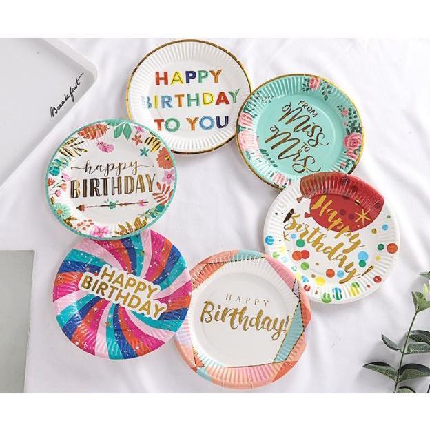 5pcs 18cm Party Paper Plate Happy Birthday Multicolor Disposable Plate Tableware Banquet Wedding Party Baby (1756L) - Image 2