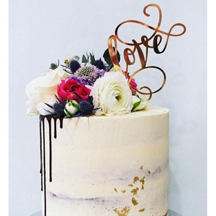 LOVE Wedding Acrylic Cake Topper Gold. Silver, Rose Gold Love Cupcake Topper (417L)