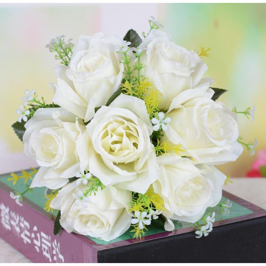 7 Flower 7 Forks 1 Bunch Artificial Rose Silk art flower Bouquet For Wedding Party (668L) - Image 4