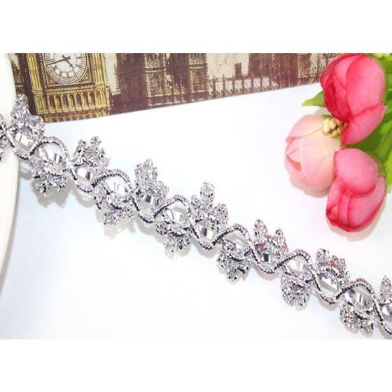 Width 23mm 1yard gold silver polyester corrugated flower braided crochet ribbon lace trim 三朵金色花边 (1559L) - Image 8