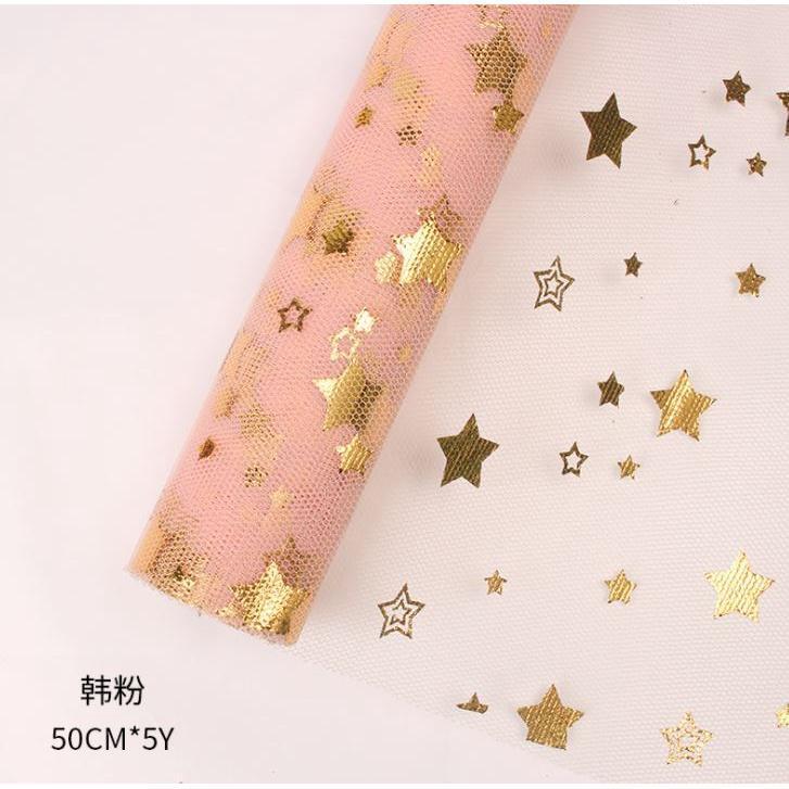 50cm x 5 Yard/roll Star Soft Lace Mesh Wrapping Paper Flower Bouquet Florist Supplies DIY Decor Valentine's Day(1832L) - Image 10